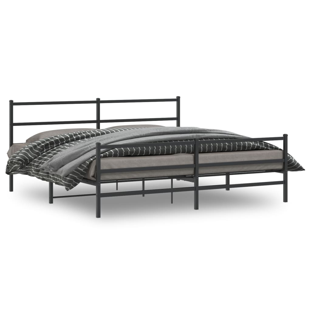 Sengeramme i metall med hode- og fotgavl svart 200x200 cm vidaXL