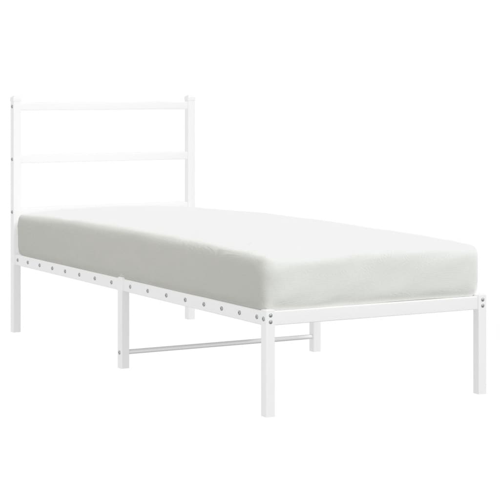 Sengeramme i metall uten madrass med hodegavl hvit 75x190 cm vidaXL
