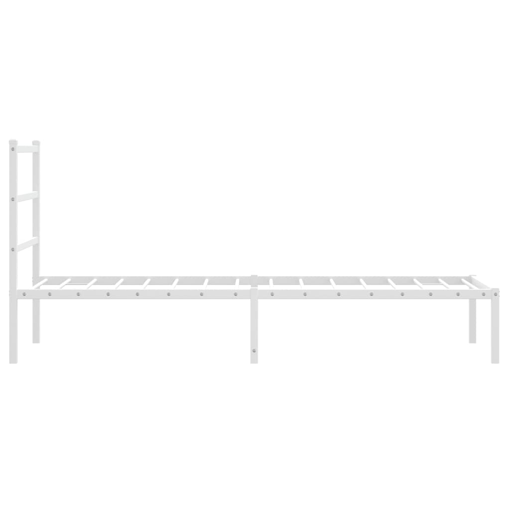 Sengeramme i metall uten madrass med hodegavl hvit 75x190 cm vidaXL