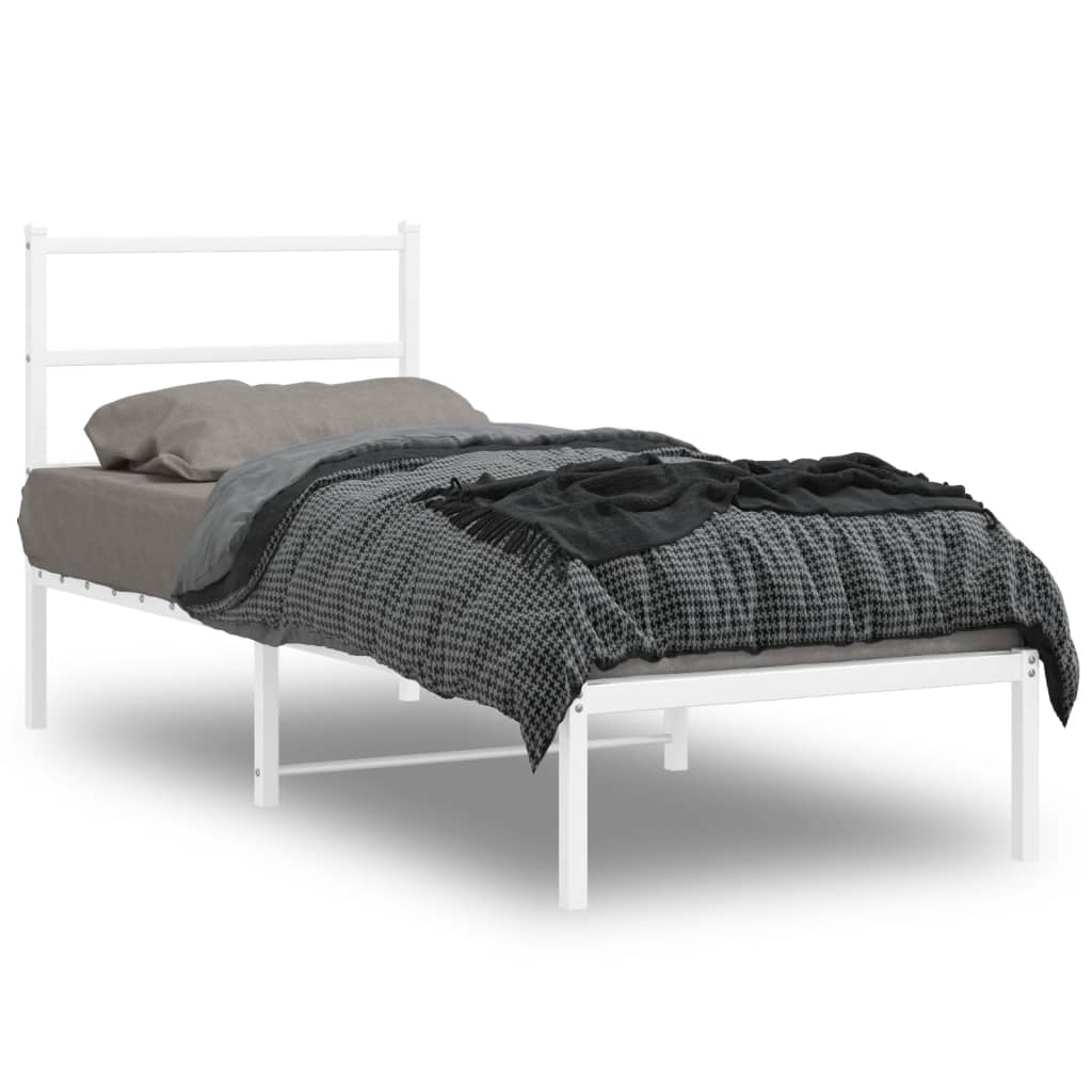 Sengeramme i metall uten madrass med hodegavl hvit 75x190 cm vidaXL