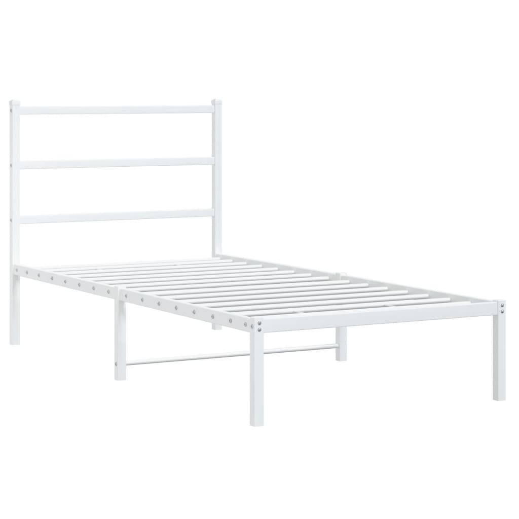 Sengeramme i metall med hodegavl hvit 90x190 cm vidaXL