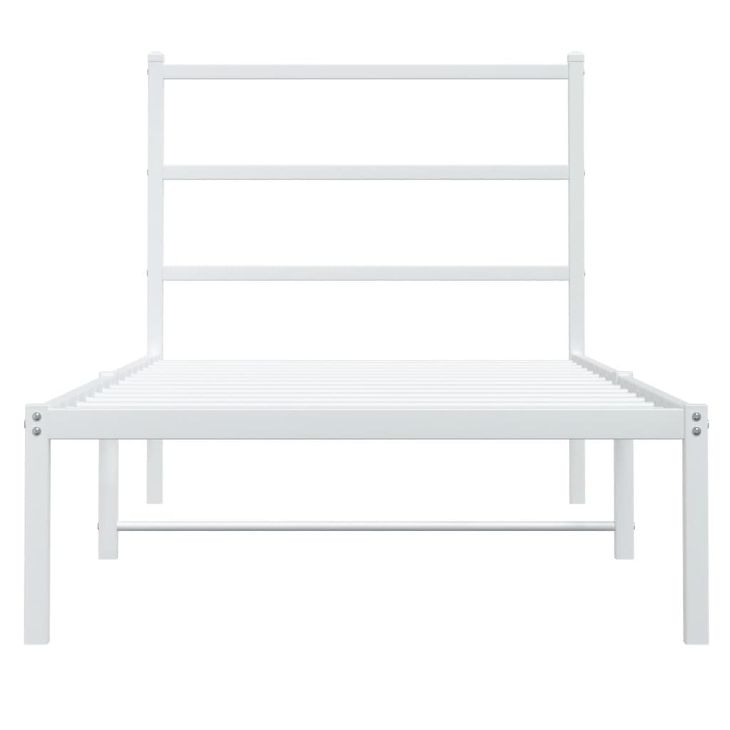 Sengeramme i metall med hodegavl hvit 90x190 cm vidaXL