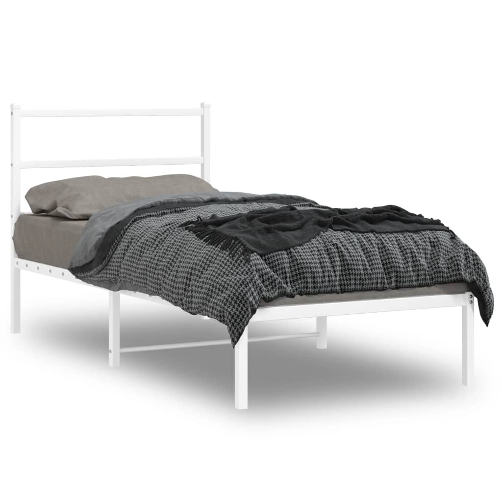 Sengeramme i metall med hodegavl hvit 90x190 cm vidaXL