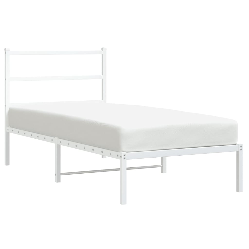 Sengeramme i metall med hodegavl hvit 90x200 cm vidaXL
