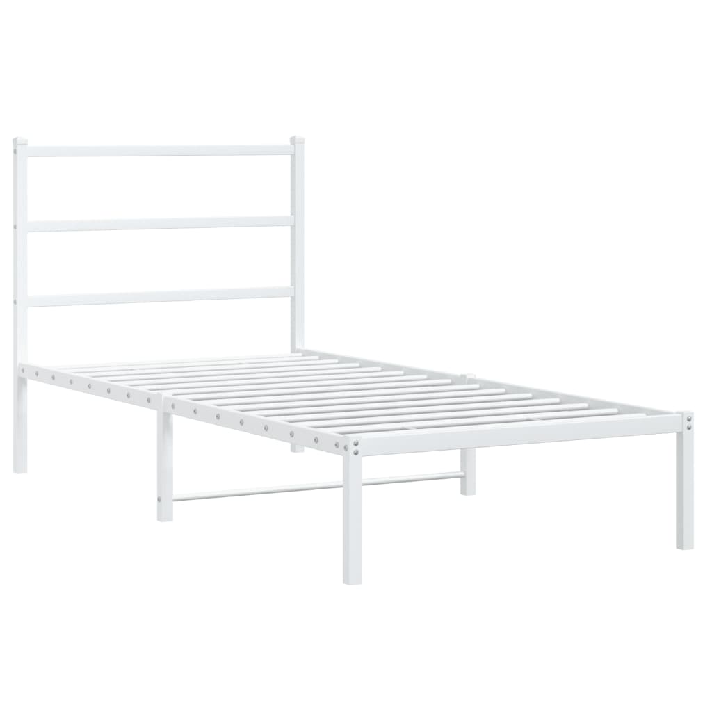 Sengeramme i metall med hodegavl hvit 90x200 cm vidaXL