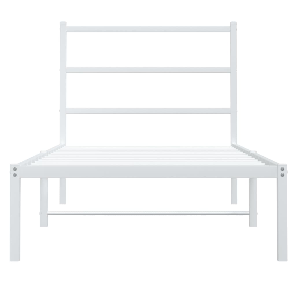 Sengeramme i metall med hodegavl hvit 90x200 cm vidaXL