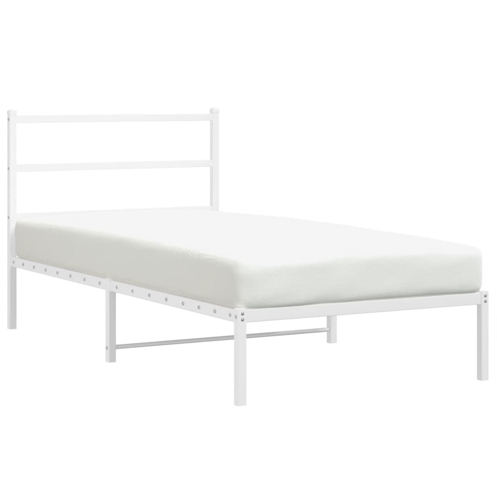 Sengeramme i metall med hodegavl hvit 100x190 cm vidaXL