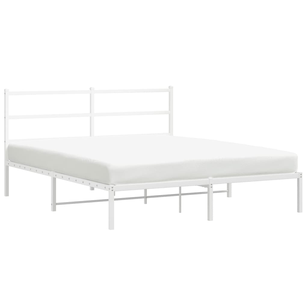 Sengeramme i metall med sengegavl hvit 150x200 cm vidaXL