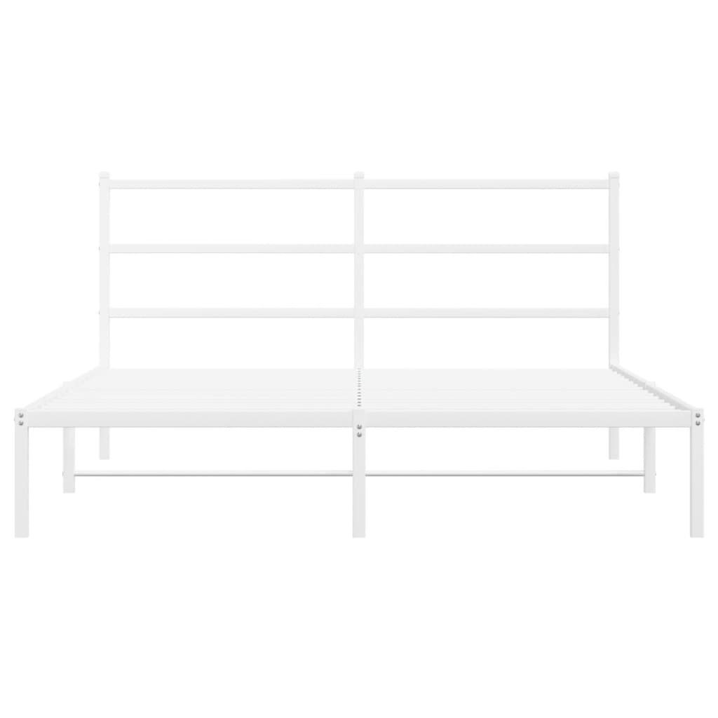 Sengeramme i metall med sengegavl hvit 150x200 cm vidaXL