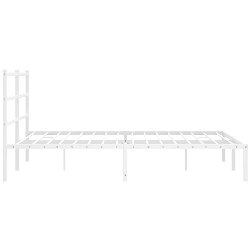 Sengeramme i metall med sengegavl hvit 150x200 cm vidaXL