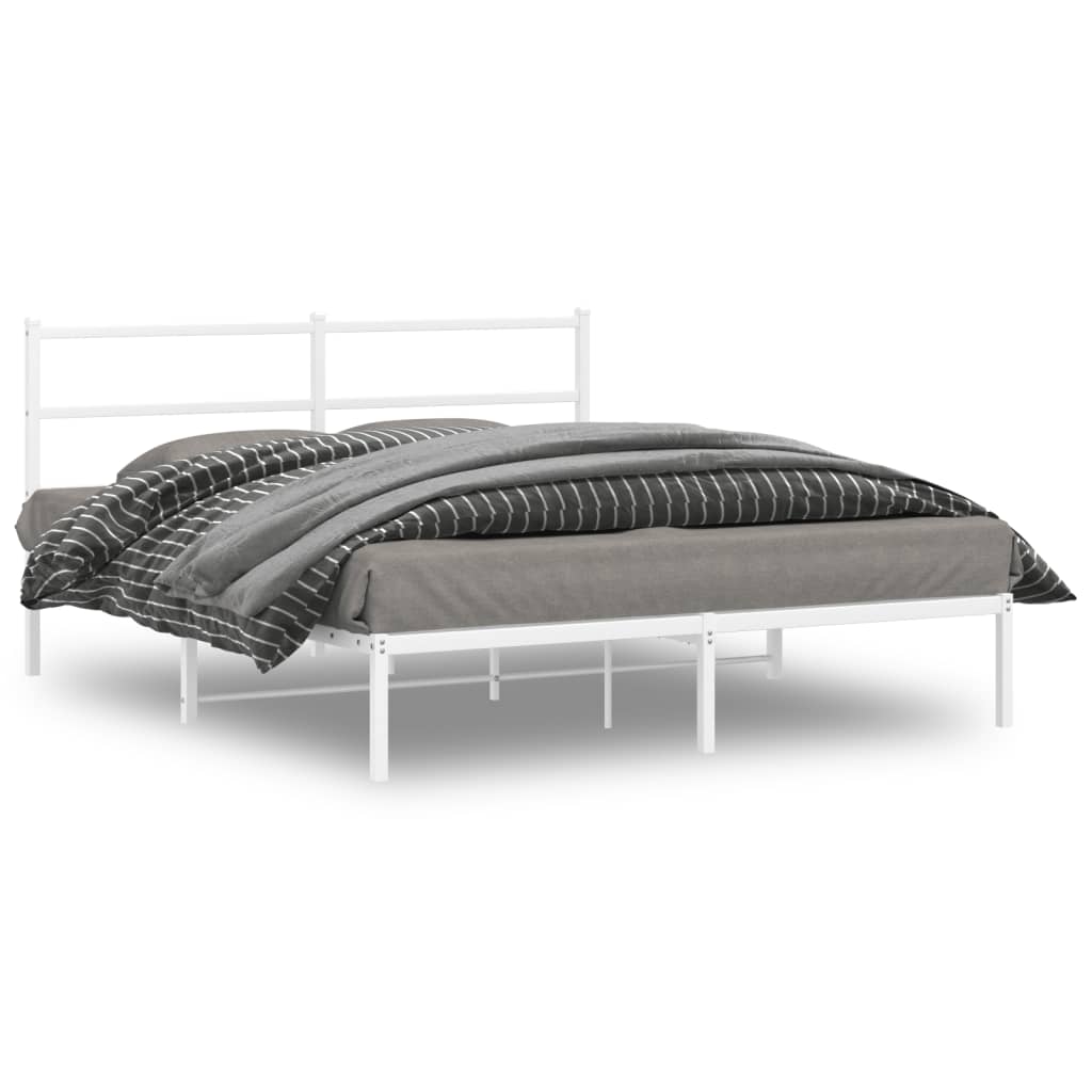 Sengeramme i metall med sengegavl hvit 150x200 cm vidaXL