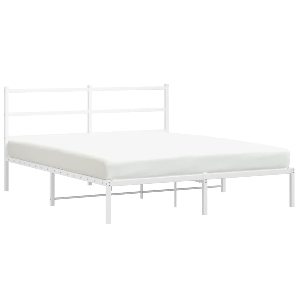 Sengeramme i metall med sengegavl hvit 160x200 cm vidaXL