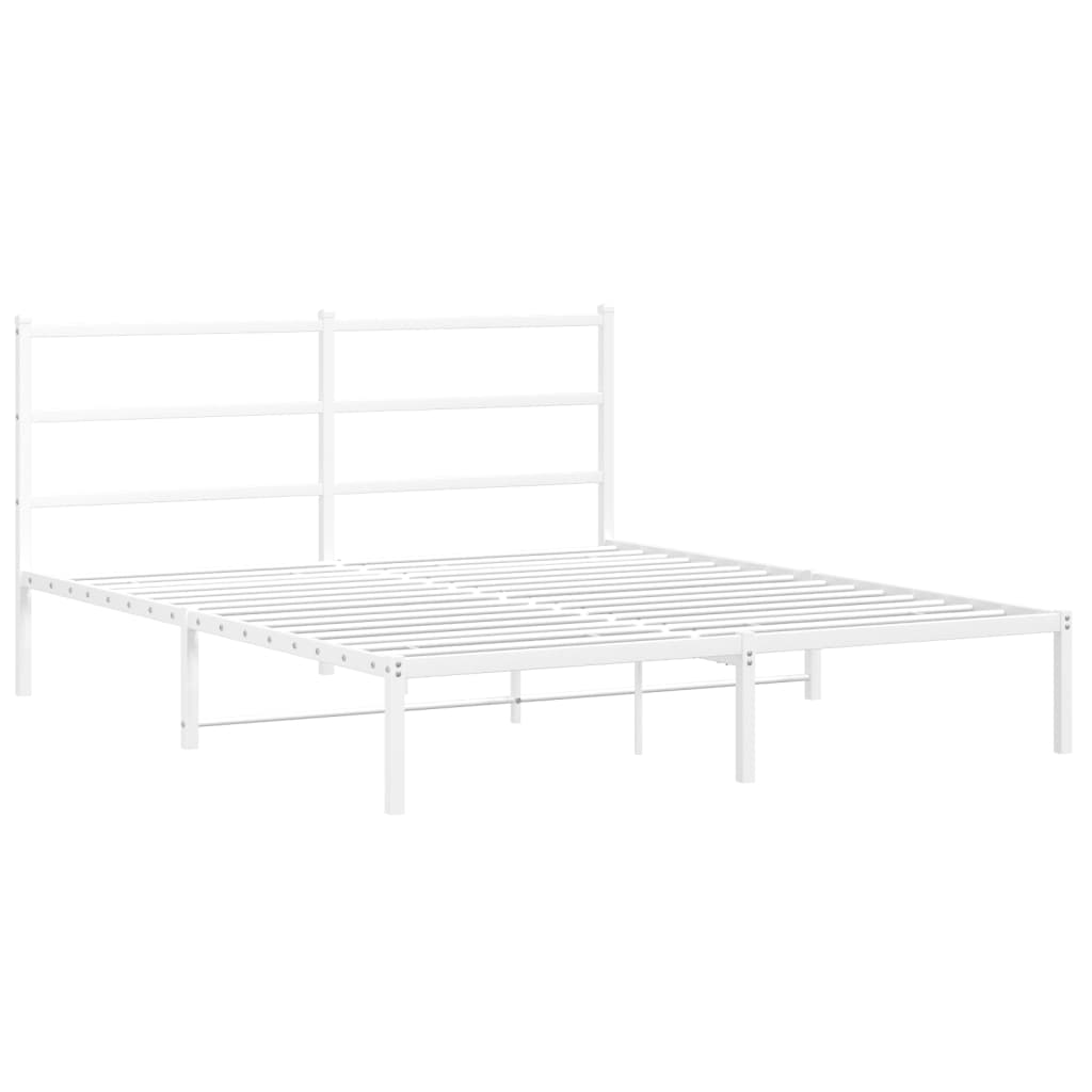 Sengeramme i metall med sengegavl hvit 160x200 cm vidaXL