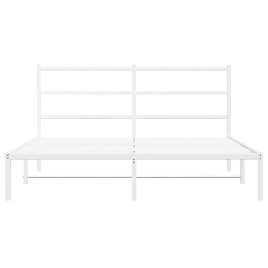 Sengeramme i metall med sengegavl hvit 160x200 cm vidaXL