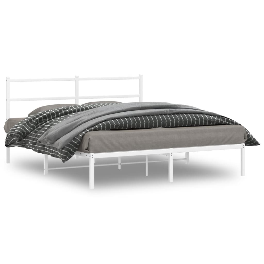 Sengeramme i metall med sengegavl hvit 160x200 cm vidaXL