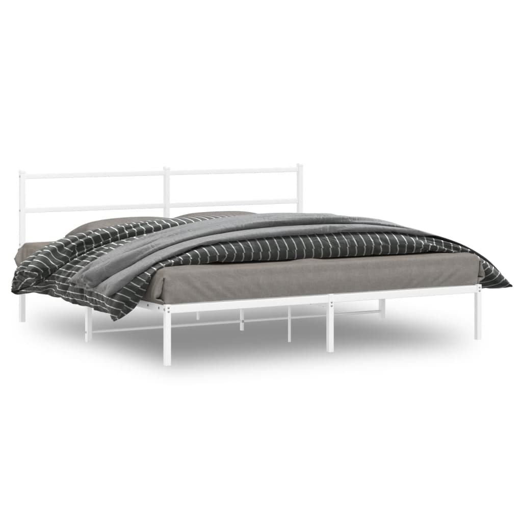 Sengeramme i metall med sengegavl hvit 180x200 cm vidaXL