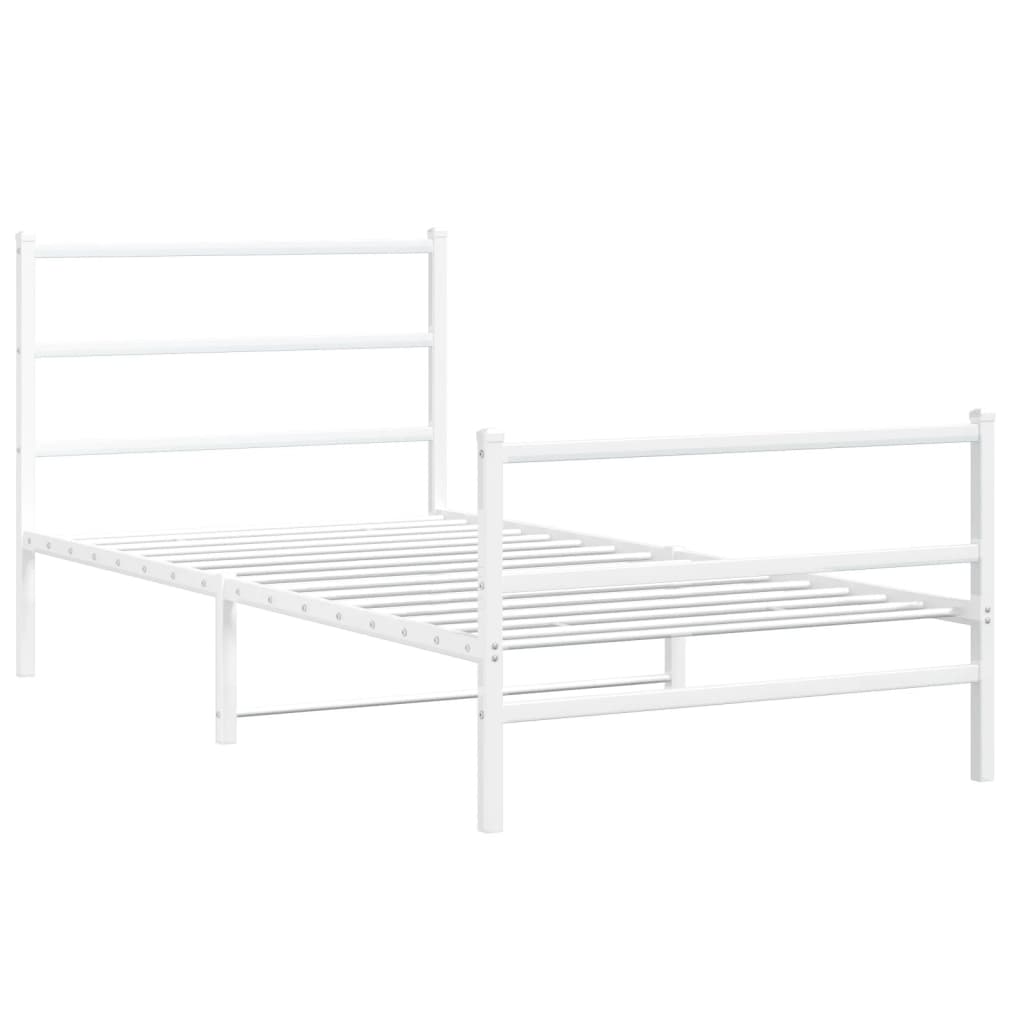 Sengeramme i metall med hode- og fotgavl hvit 100x190 cm