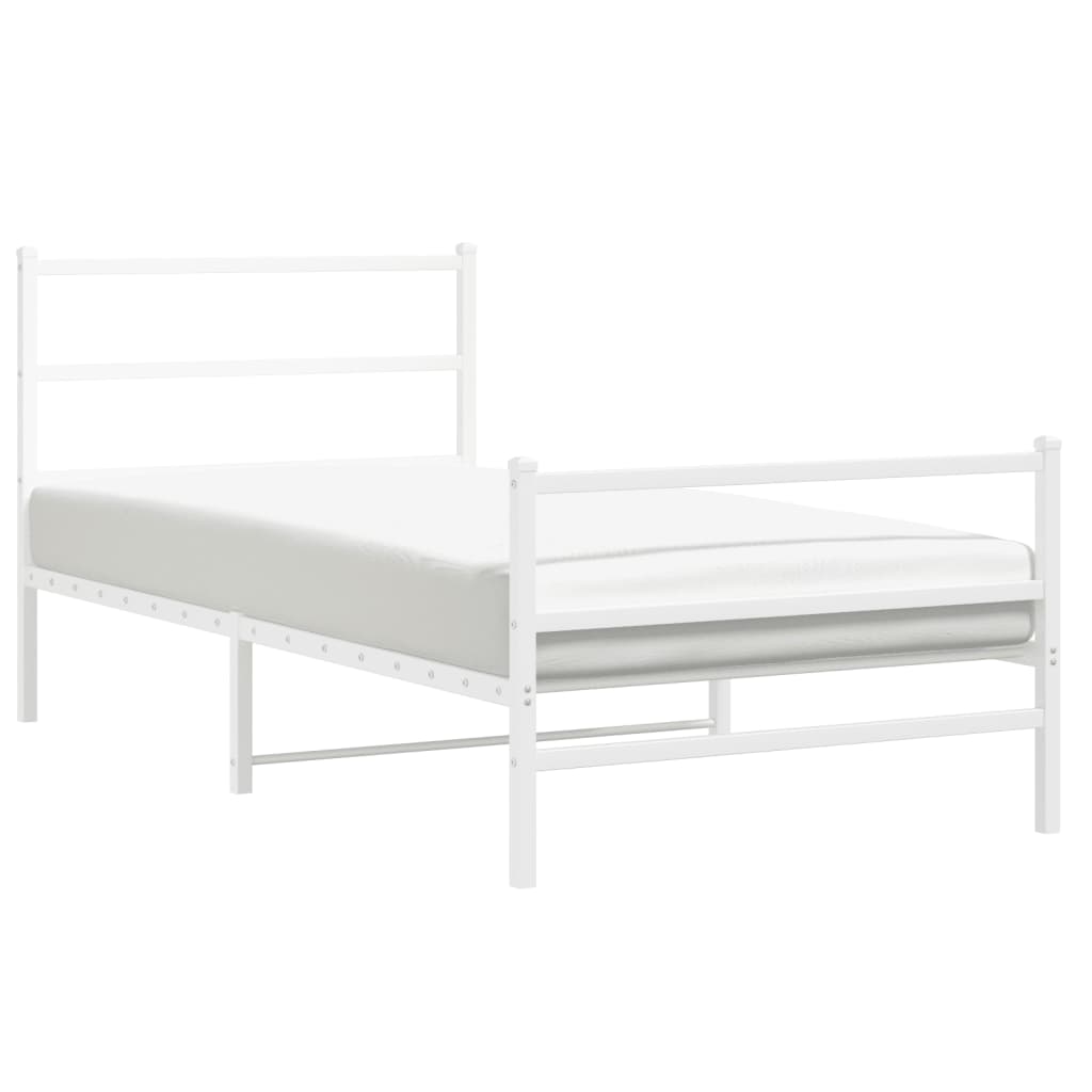 Sengeramme i metall med hode- og fotgavl hvit 100x190 cm