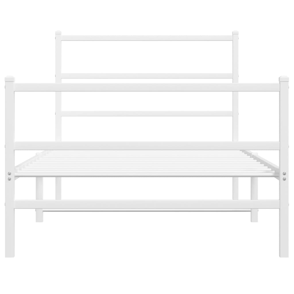 Sengeramme i metall med hode- og fotgavl hvit 100x190 cm