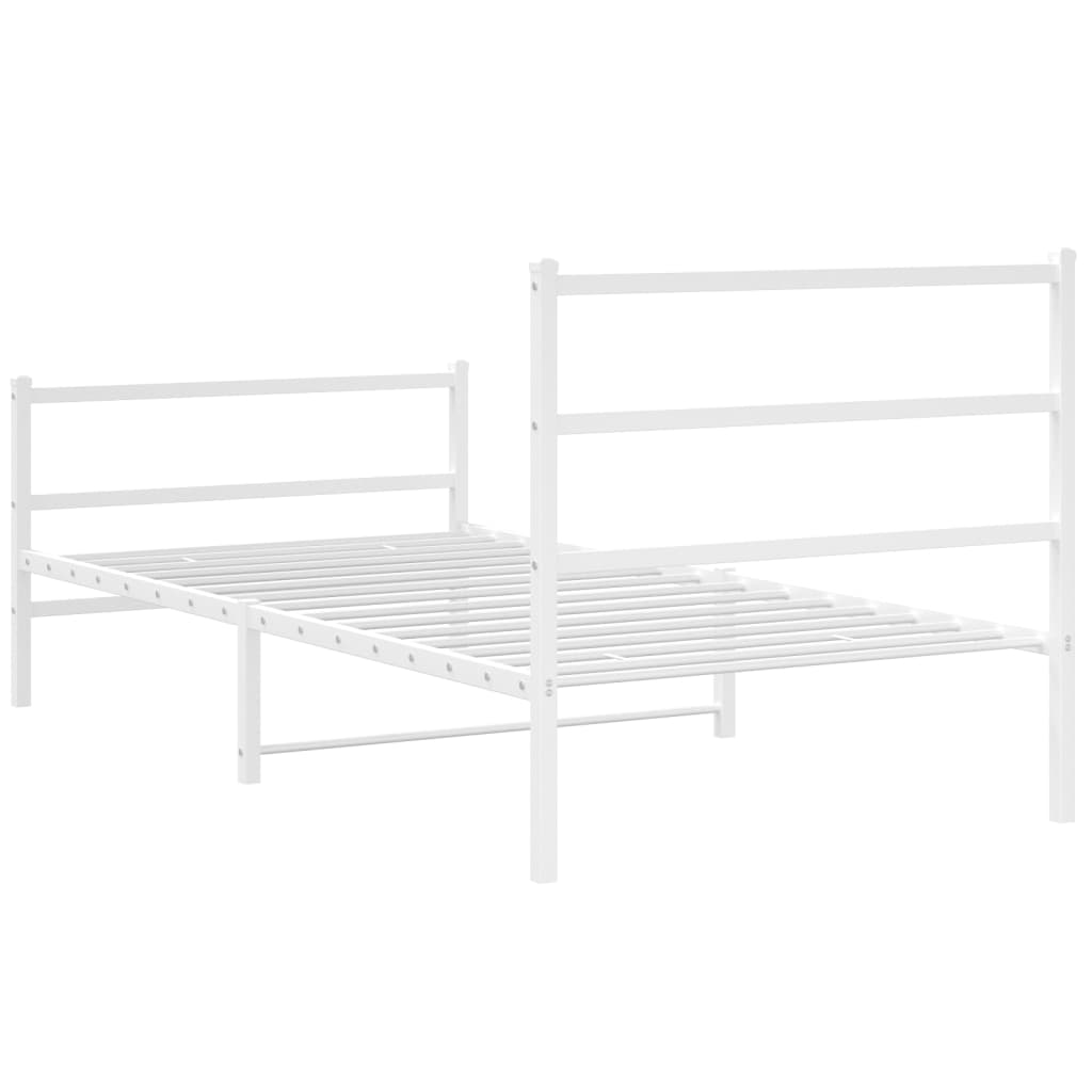 Sengeramme i metall med hode- og fotgavl hvit 100x190 cm
