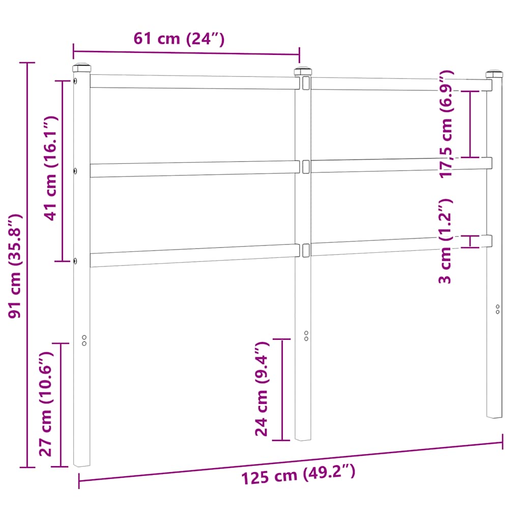 Utskiftbar sengegavl i metall hvit 120 cm