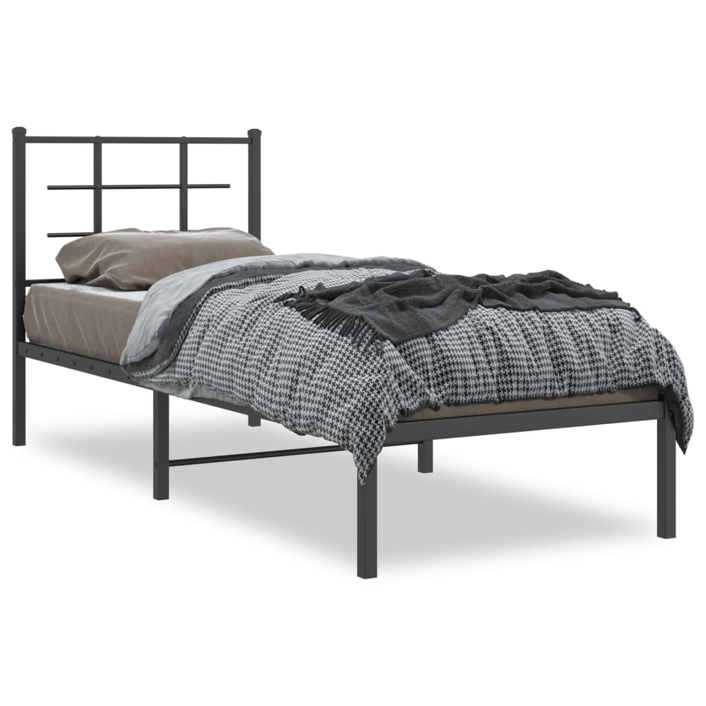 Sengeramme i metall med hodegavl svart 75x190 cm
