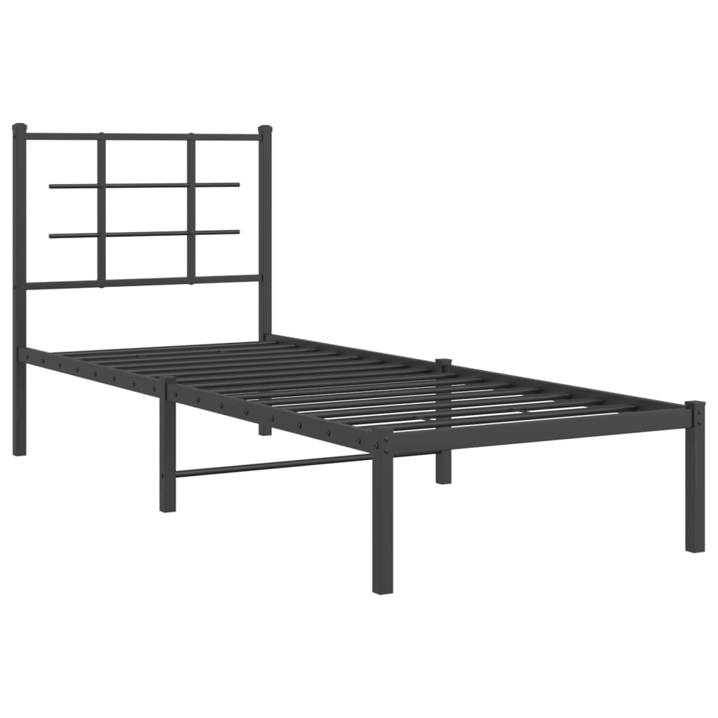Sengeramme i metall med hodegavl svart 75x190 cm
