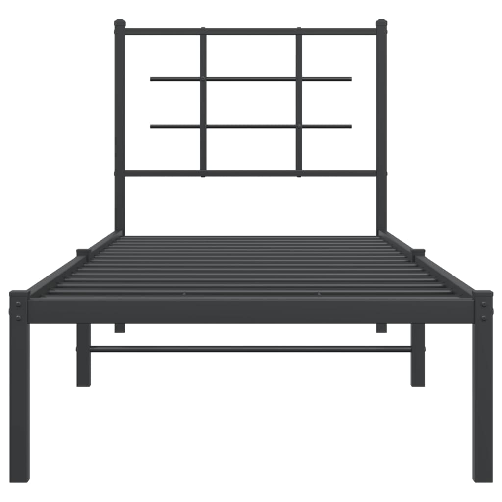 Sengeramme i metall med hodegavl svart 75x190 cm