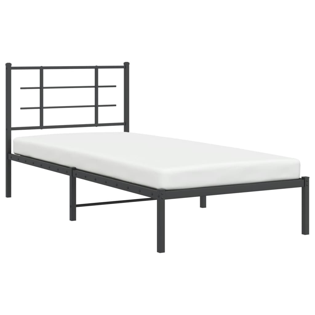 Sengeramme i metall med hodegavl svart 90x190 cm