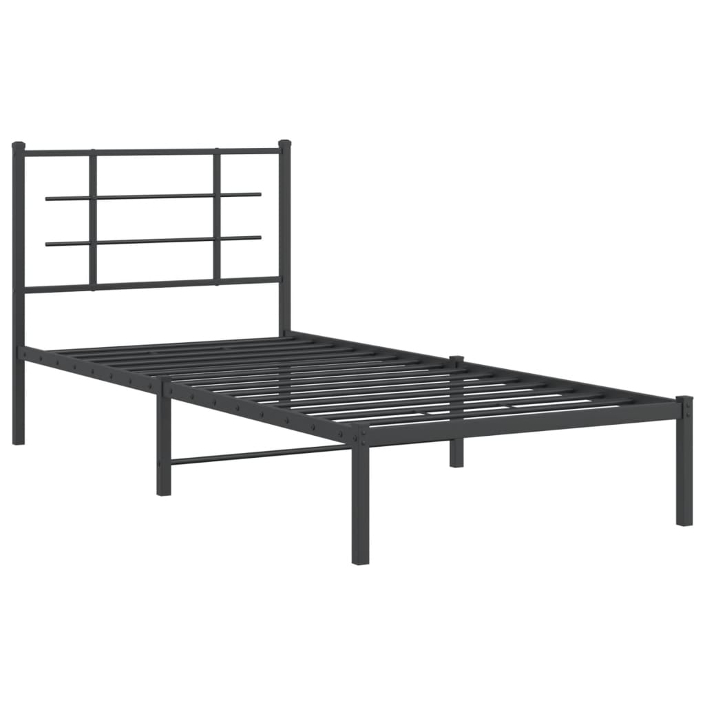 Sengeramme i metall med hodegavl svart 90x200 cm