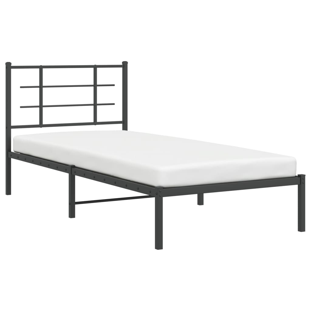Sengeramme i metall med hodegavl svart 90x200 cm