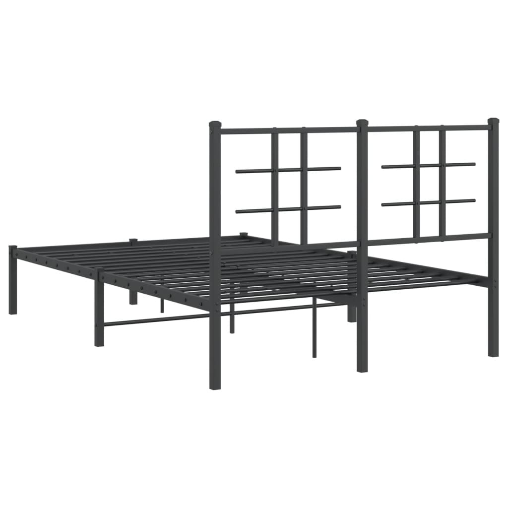 Sengeramme i metall med sengegavl svart 120x200 cm