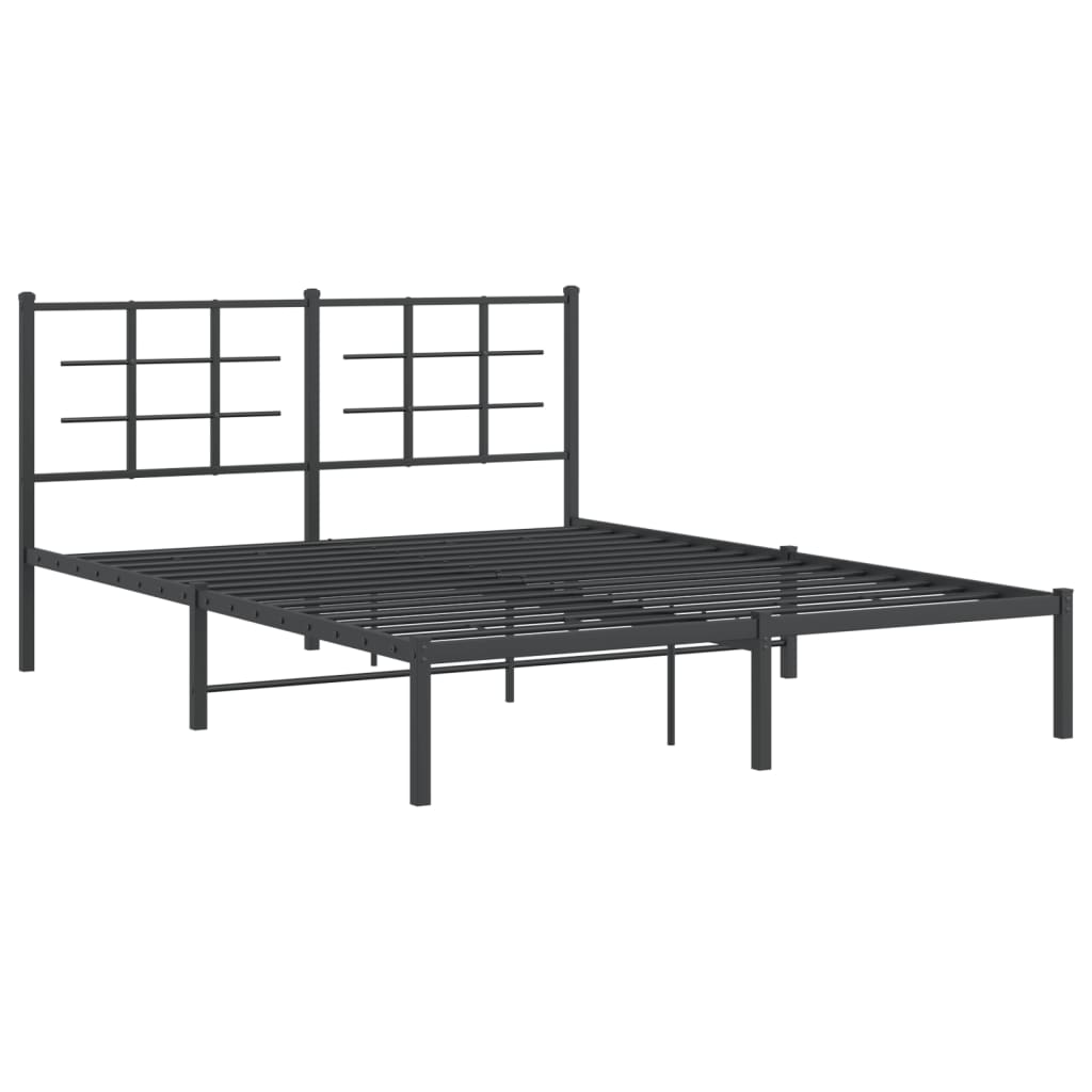 Sengeramme i metall med sengegavl svart 150x200 cm