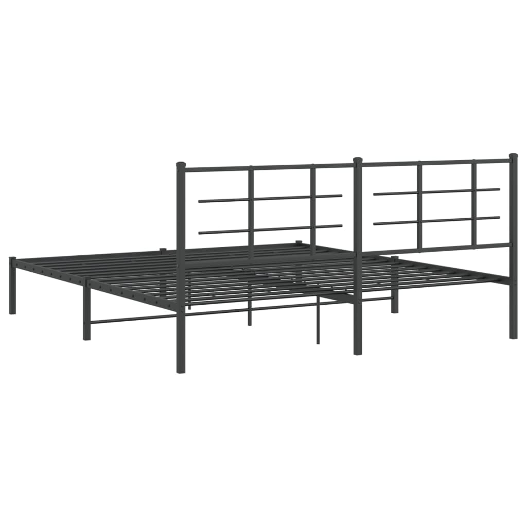 Sengeramme i metall med sengegavl svart 183x213 cm