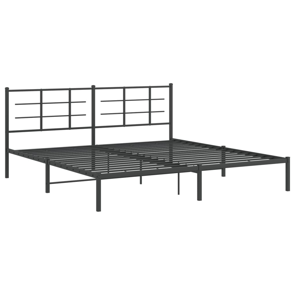 Sengeramme i metall med sengegavl svart 193x203 cm