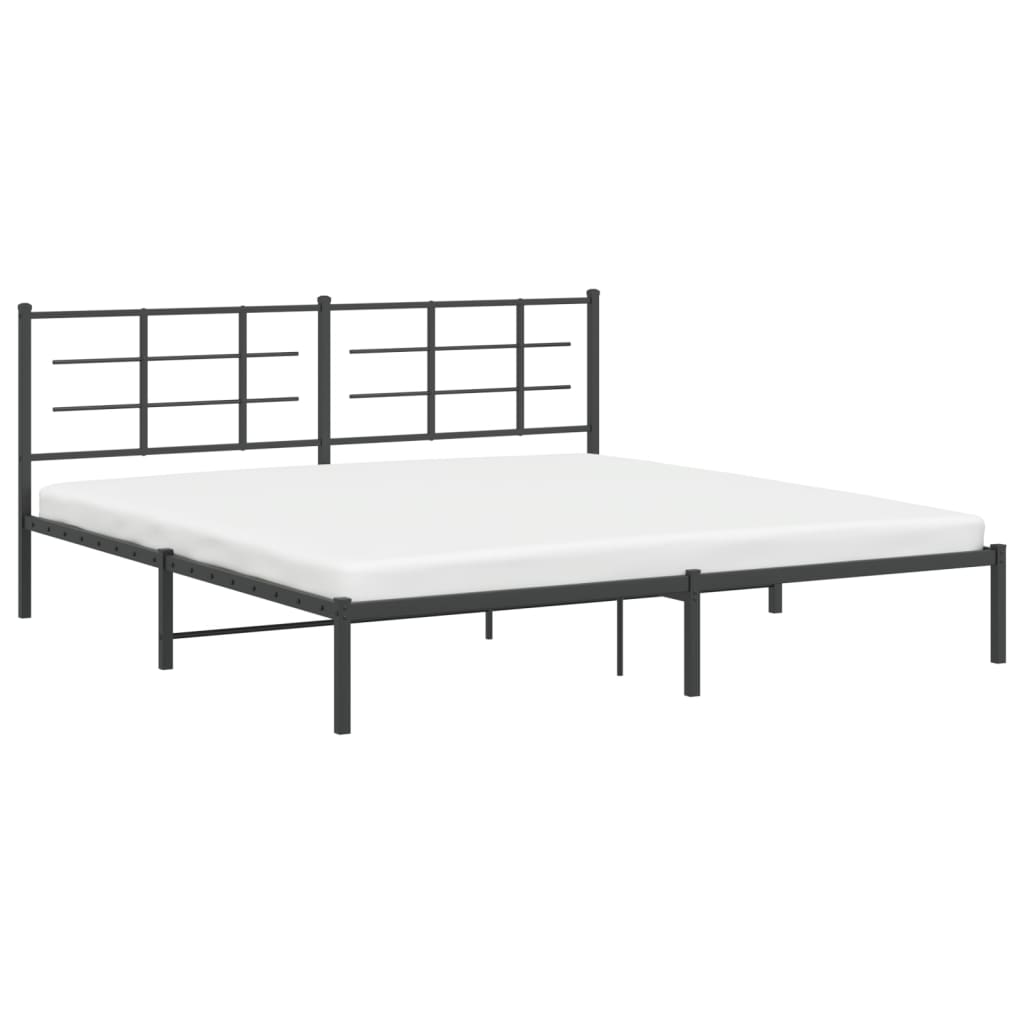Sengeramme i metall med sengegavl svart 193x203 cm
