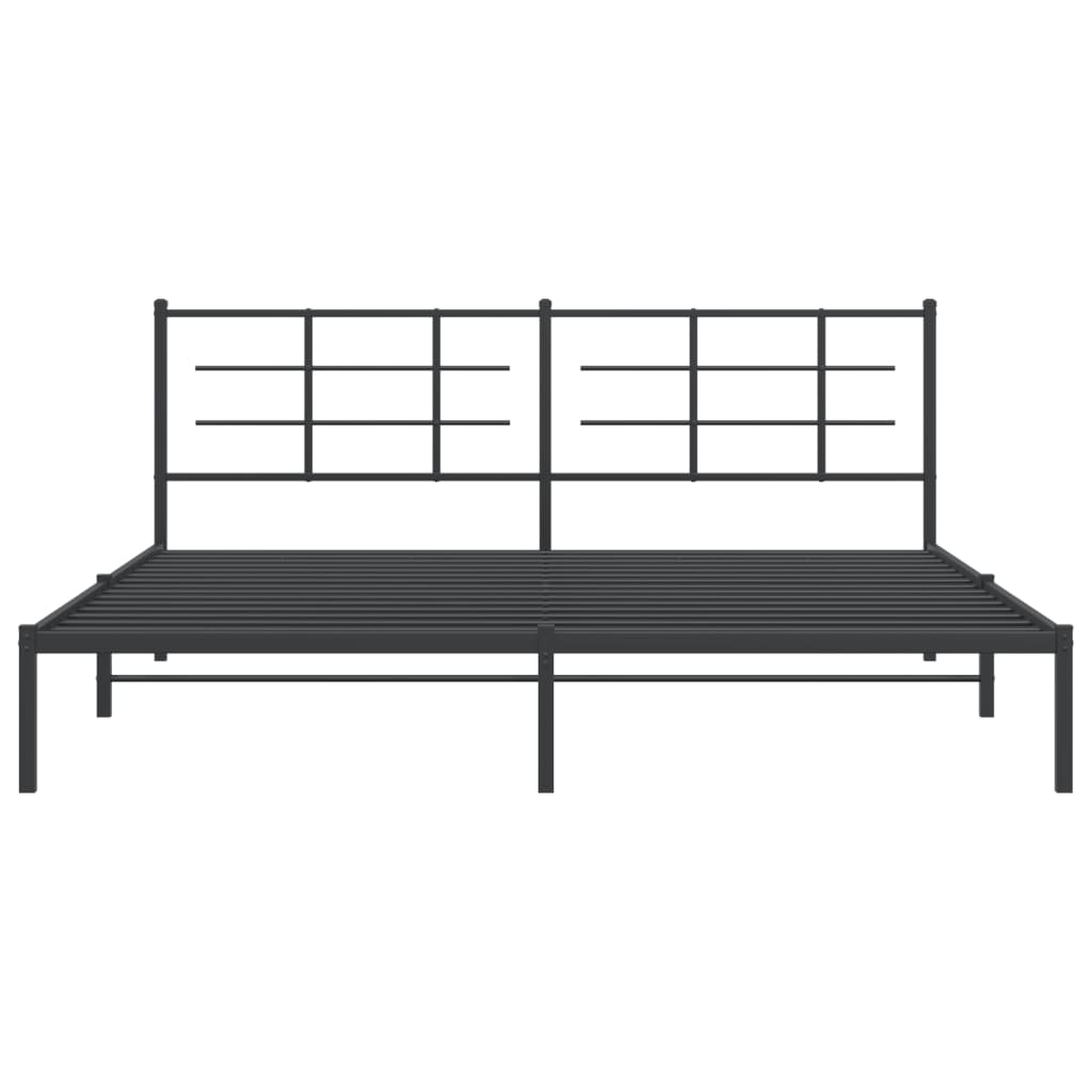Sengeramme i metall med sengegavl svart 193x203 cm