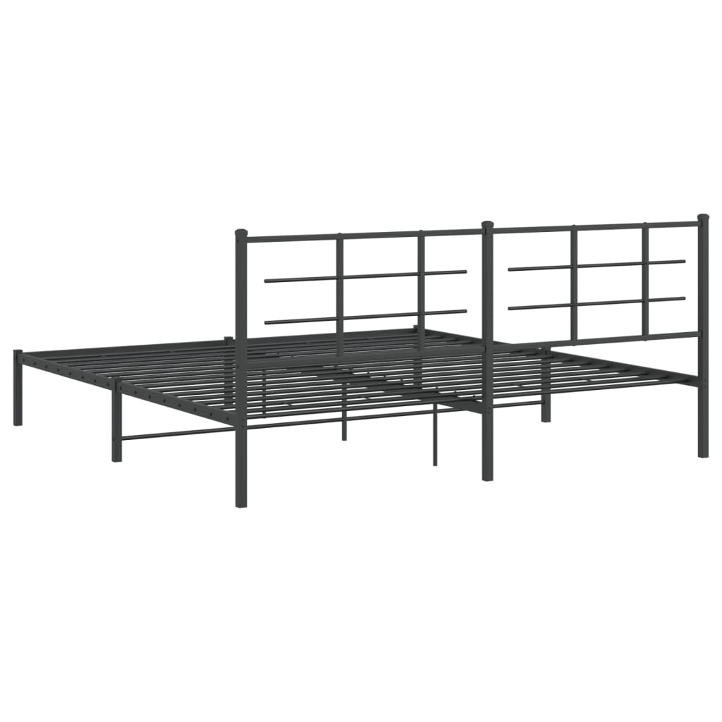 Sengeramme i metall med sengegavl svart 193x203 cm
