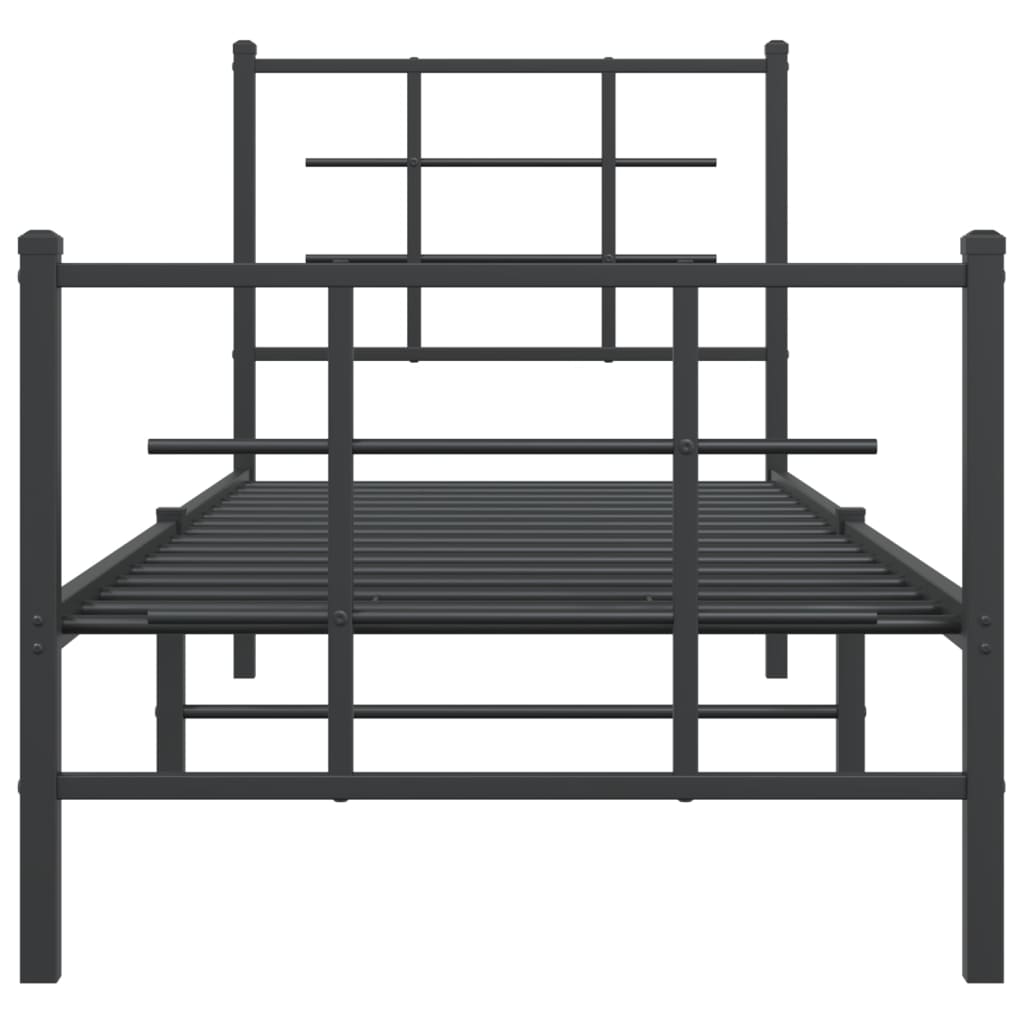 Sengeramme i metall med hode- og fotgavl svart 75x190 cm vidaXL