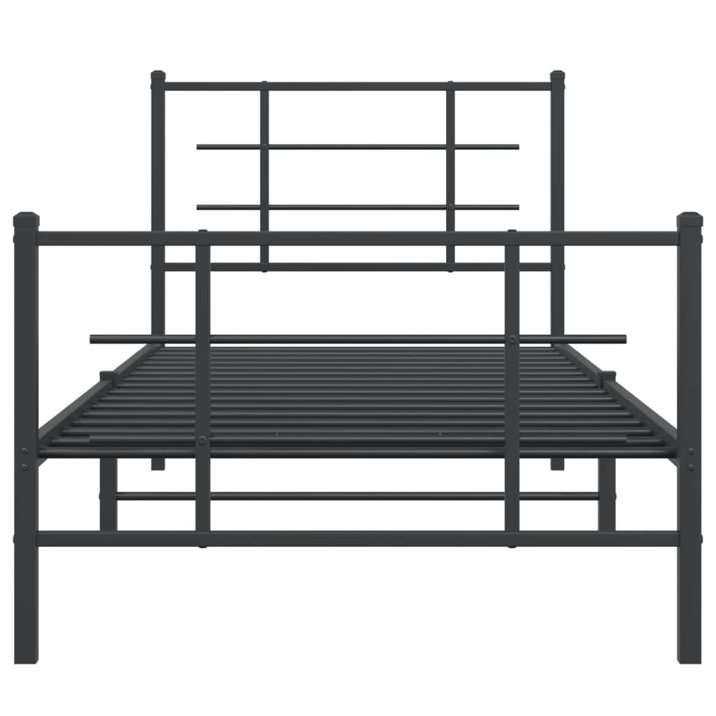Sengeramme i metall med hode- og fotgavl svart 90x200 cm
