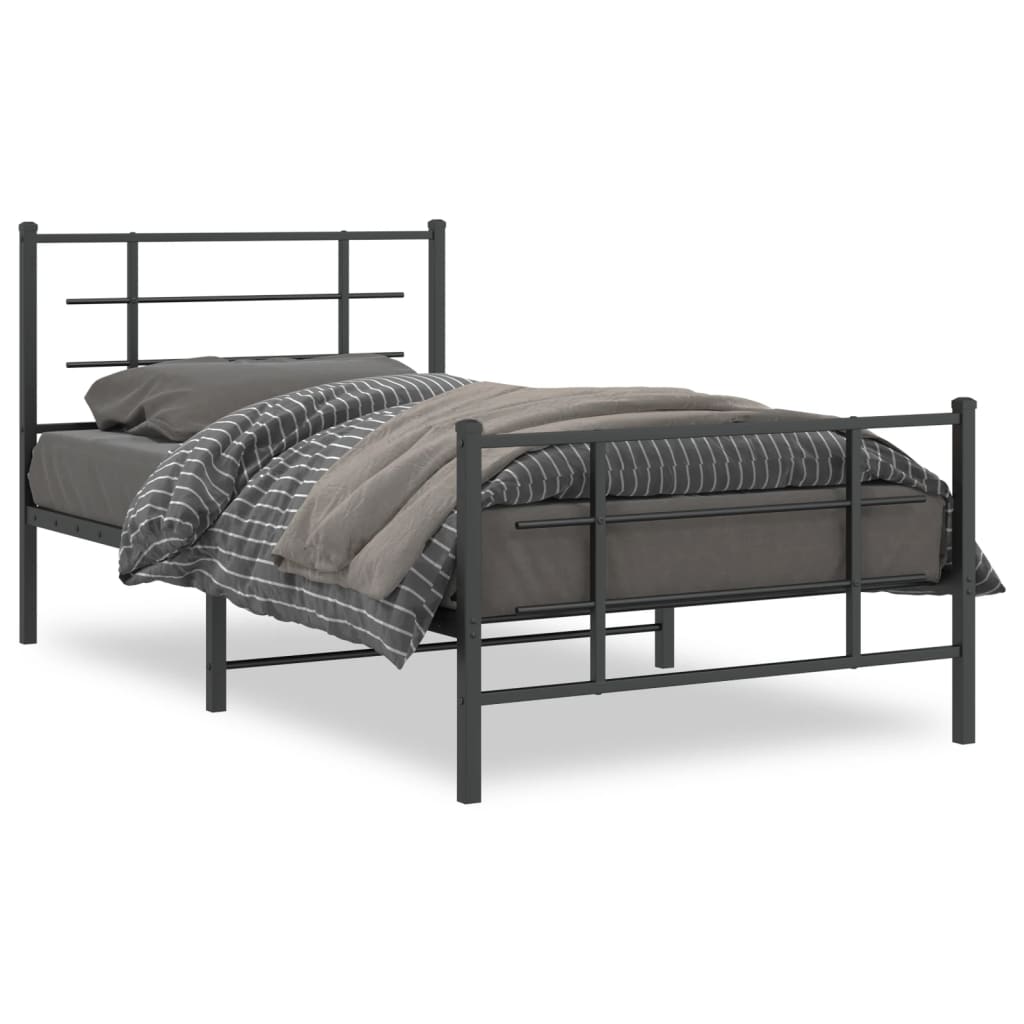 Sengeramme i metall med hode- og fotgavl svart 100x200 cm vidaXL