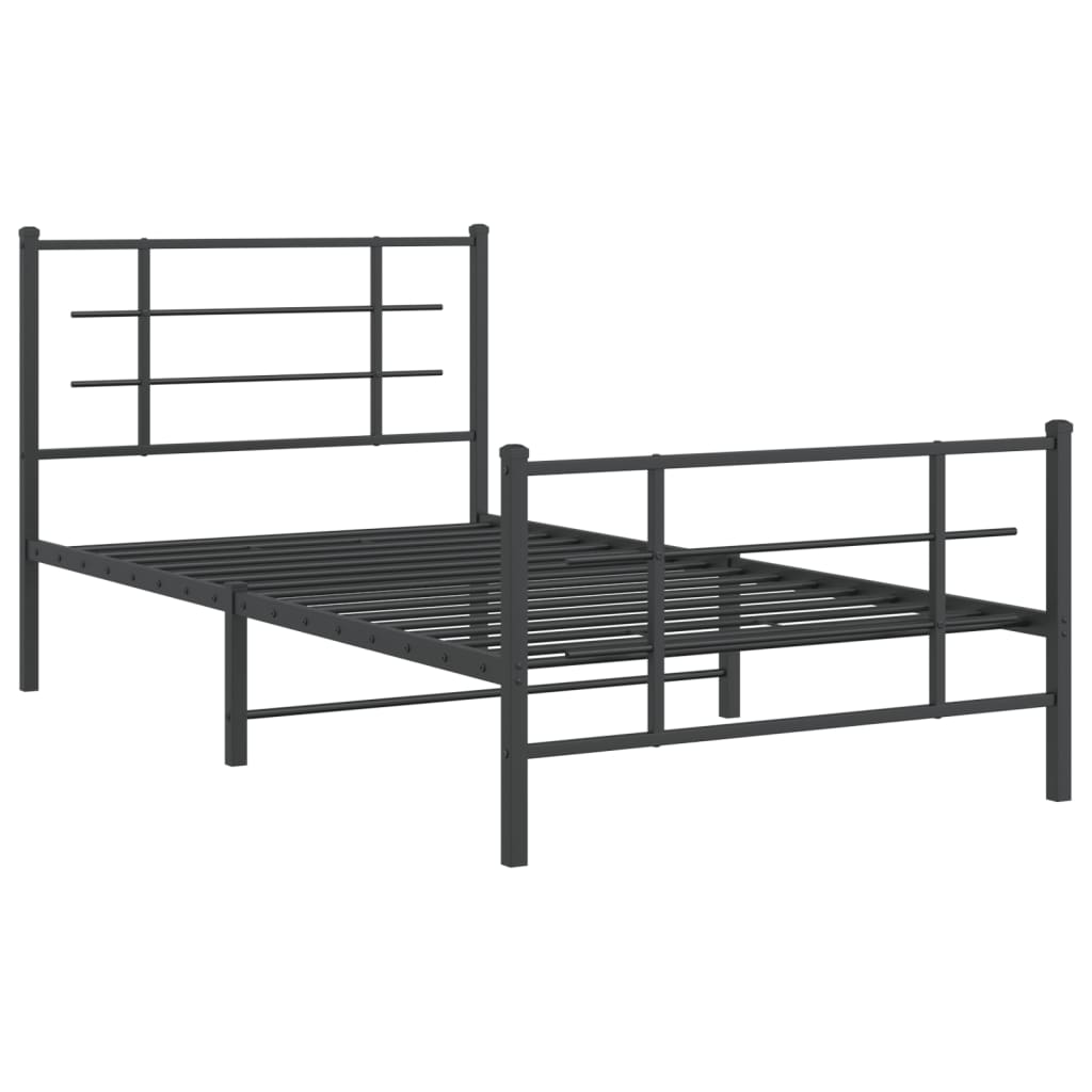 Sengeramme i metall med hode- og fotgavl svart 100x200 cm vidaXL