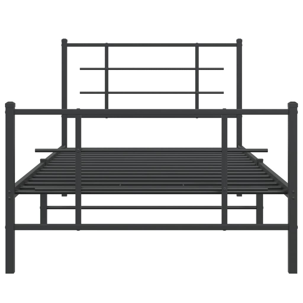 Sengeramme i metall med hode- og fotgavl svart 100x200 cm vidaXL