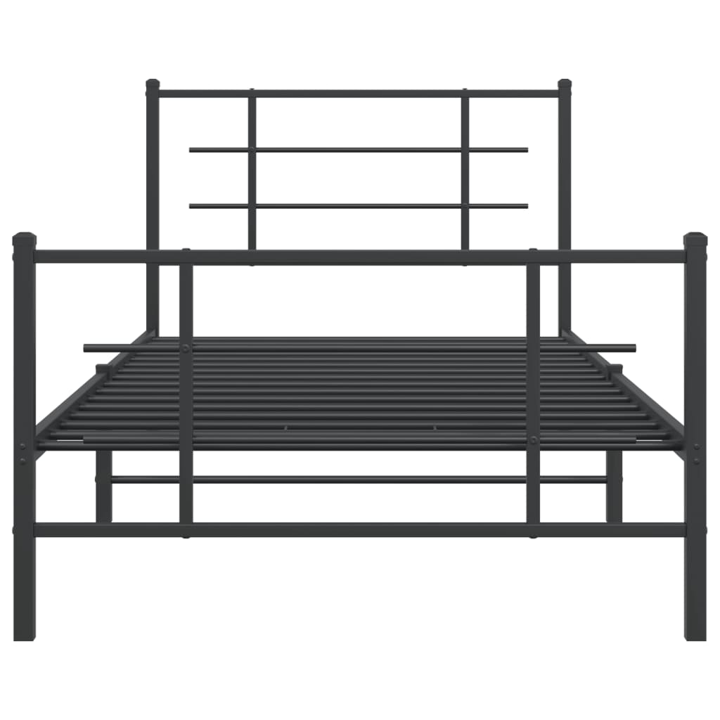 Sengeramme i metall med hode- og fotgavl svart 107x203 cm