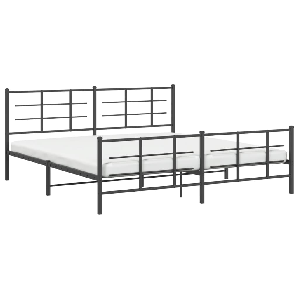 Sengeramme i metall med hode- og fotgavl svart 183x213 cm
