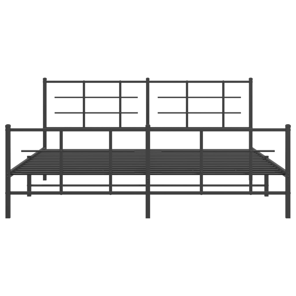 Sengeramme i metall med hode- og fotgavl svart 183x213 cm