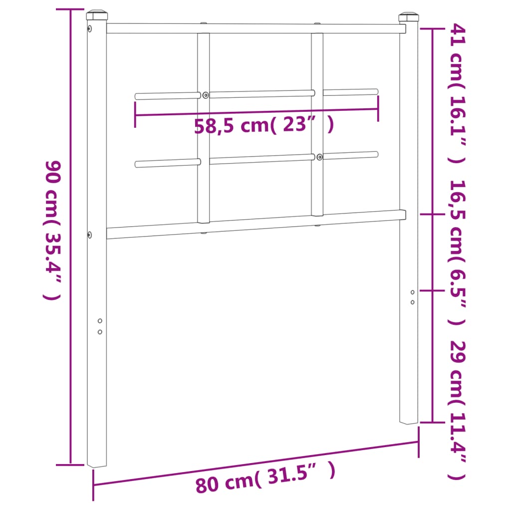Utskiftbar sengegavl i metall svart 75 cm vidaXL