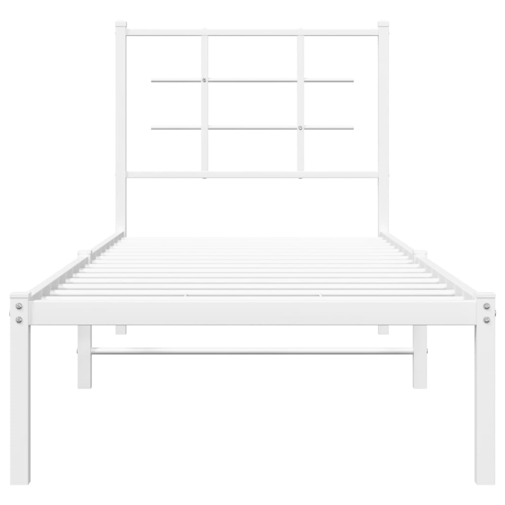 Sengeramme i metall uten madrass med hodegavl hvit 75x190 cm