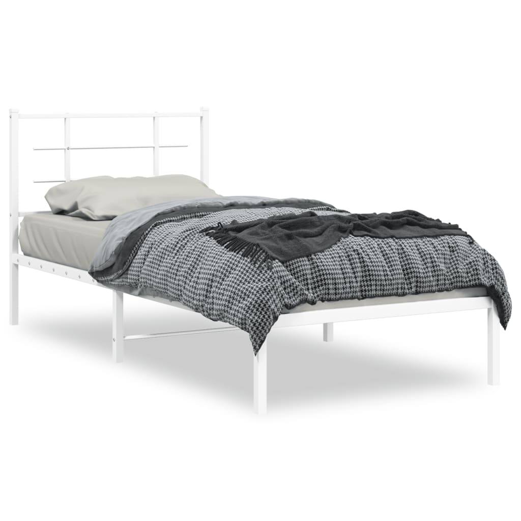 Sengeramme i metall med hodegavl hvit 90x190 cm vidaXL
