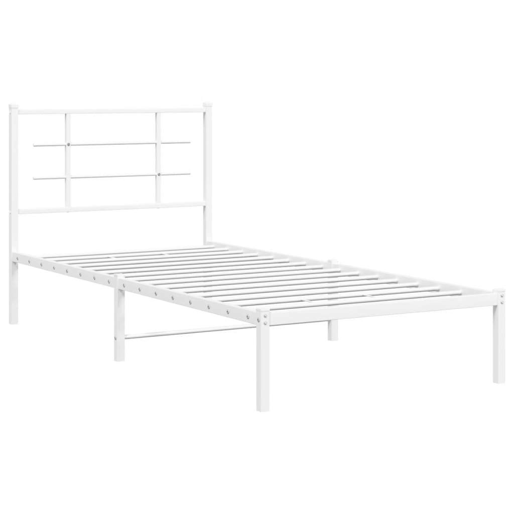 Sengeramme i metall med hodegavl hvit 90x190 cm vidaXL